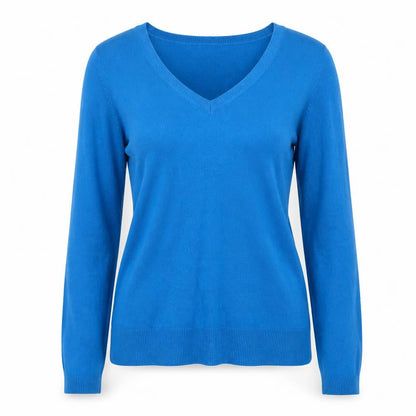 Gap Women’s Blue V-Neck Cotton Blend Long Sleeve Basic Top XS