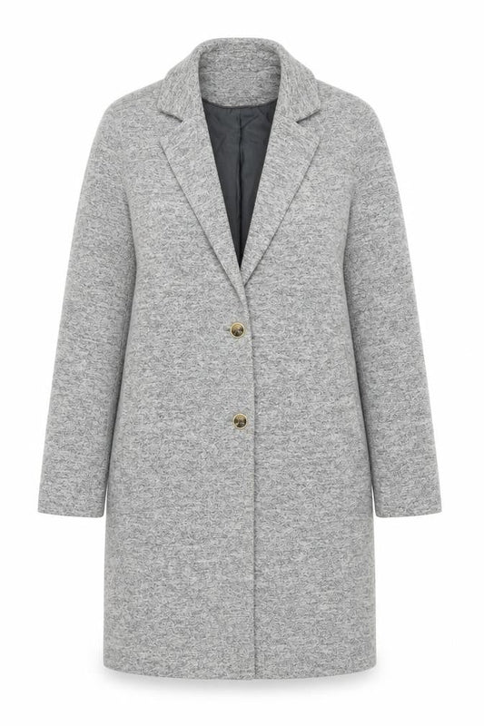 ONLY Women’s Grey Long Coat Size 6 Classic Button Up Overcoat