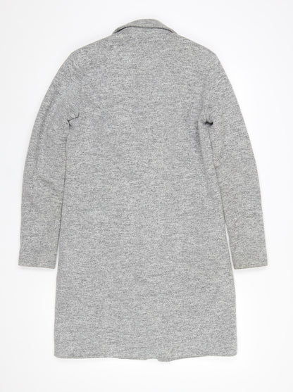 ONLY Women’s Grey Long Coat Size 6 Classic Button Up Overcoat