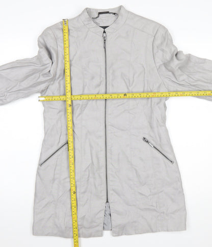 Marks and Spencer Women’s Grey Linen Blend Long Zip Coat UK 12