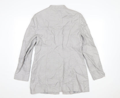 Marks and Spencer Women’s Grey Linen Blend Long Zip Coat UK 12