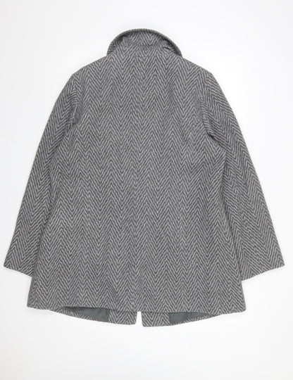 Marks and Spencer Women's Grey Wool Herringbone Mid-Length Coat UK 16