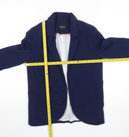 Topshop Women Blue Regular Fit Notch Lapel Blazer Size 10