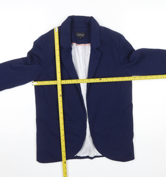 Topshop Women Blue Regular Fit Notch Lapel Blazer Size 10