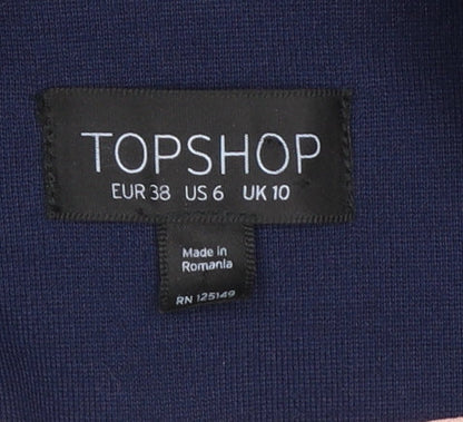 Topshop Women Blue Regular Fit Notch Lapel Blazer Size 10