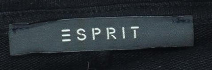 Esprit Women's Black Long Sleeve V-Neck Beaded Cotton Blouse Size S