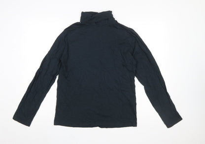 Rock & Rock Women's Black Cotton Roll Neck Long Sleeve Top Size L