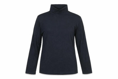 Rock & Rock Women's Black Cotton Roll Neck Long Sleeve Top Size L