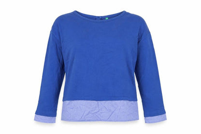 United Colors of Benetton Women's Blue Cotton Button Back Long Sleeve Blouse Size S