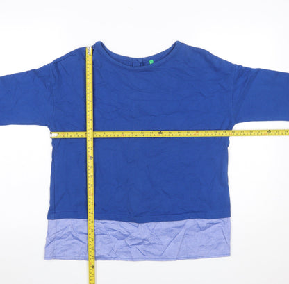 United Colors of Benetton Women's Blue Cotton Button Back Long Sleeve Blouse Size S