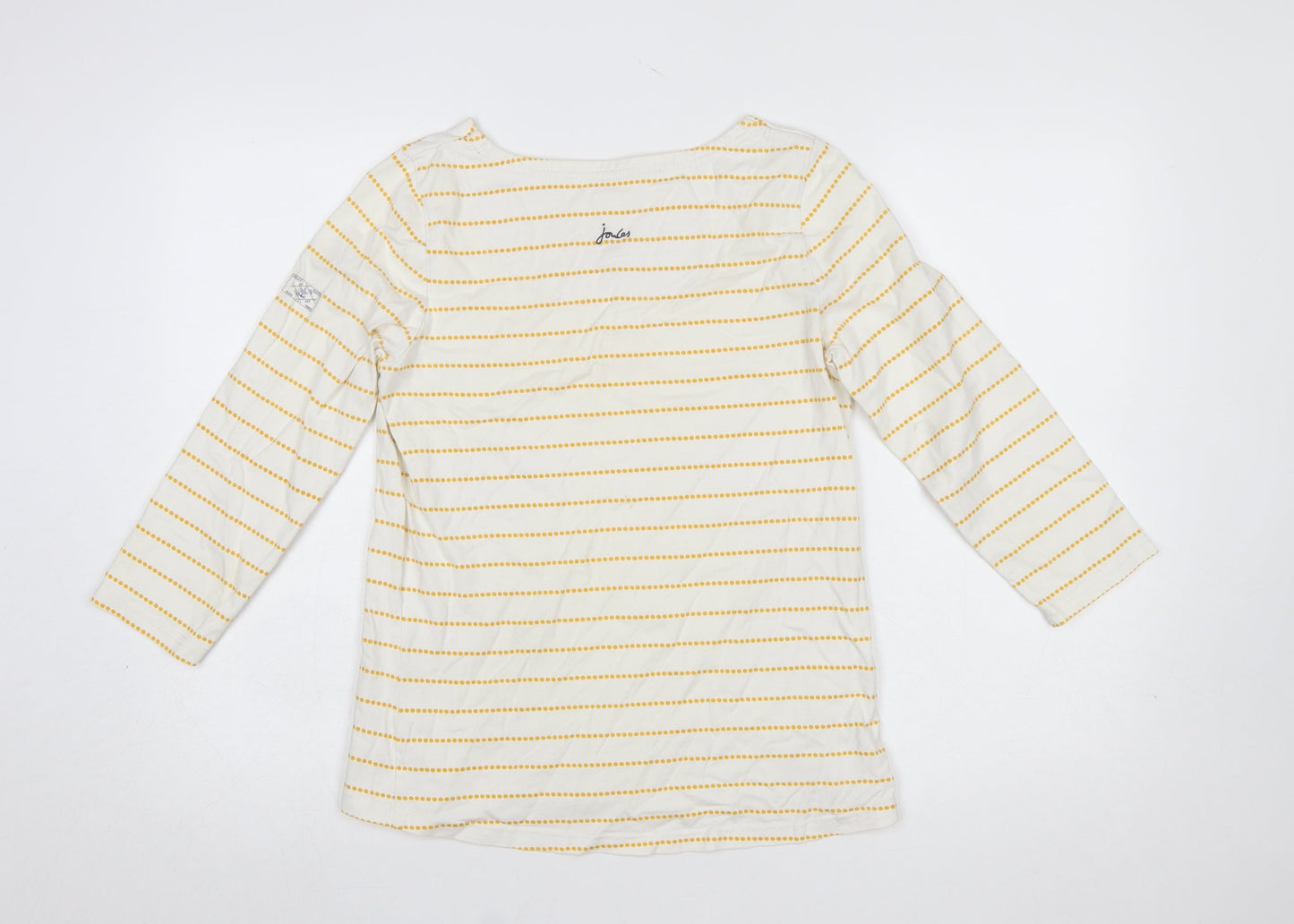 Joules Women’s Ivory Striped 3/4 Sleeve Cotton Nautical Top Size 10