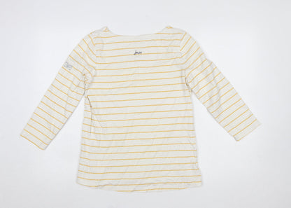 Joules Women’s Ivory Striped 3/4 Sleeve Cotton Nautical Top Size 10