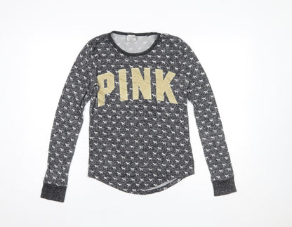 Victoria's Secret Women Grey XS Long Sleeve Animal Print Pyjama Top
