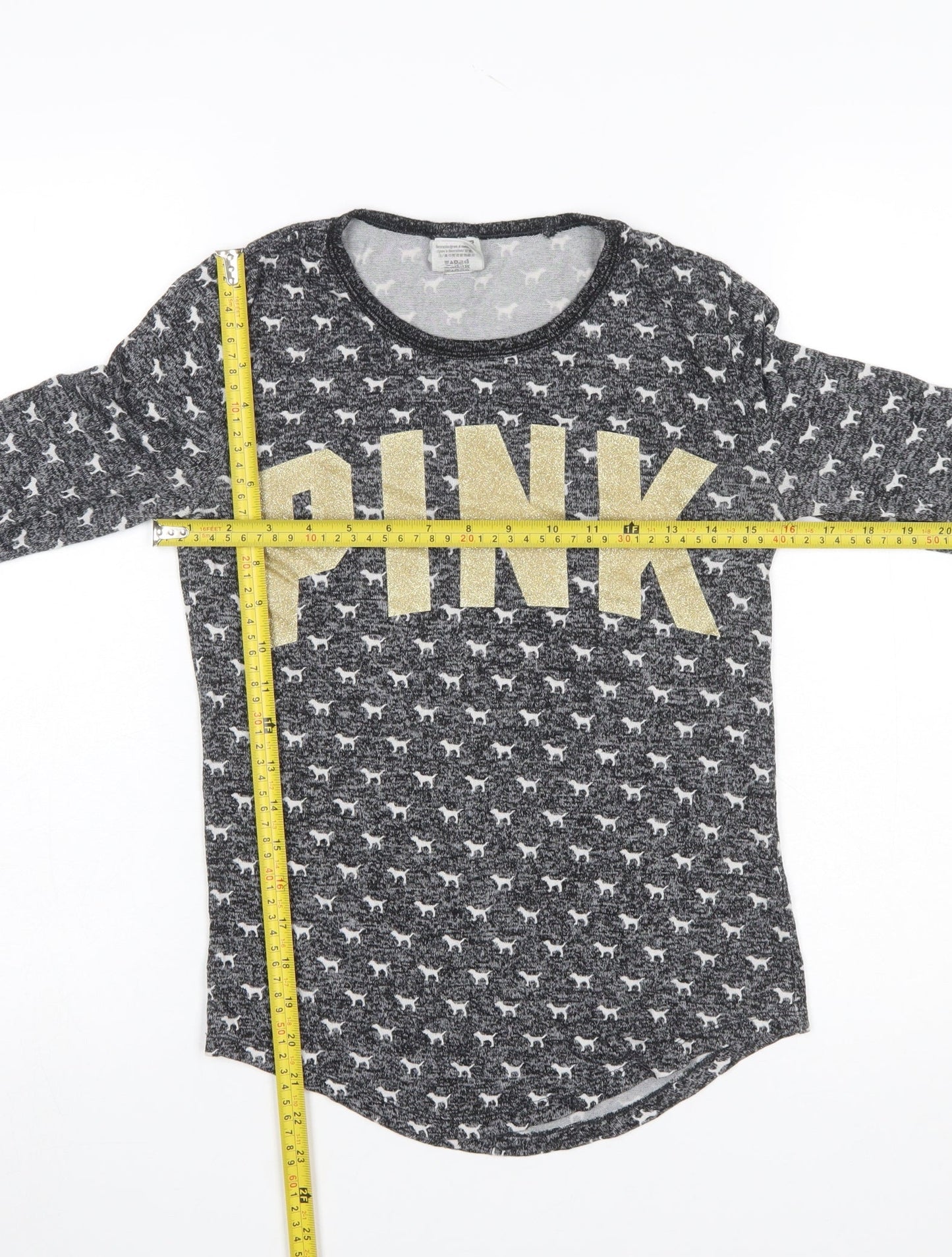 Victoria's Secret Women Grey XS Long Sleeve Animal Print Pyjama Top