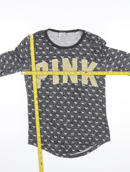 Victoria's Secret Women Grey XS Long Sleeve Animal Print Pyjama Top