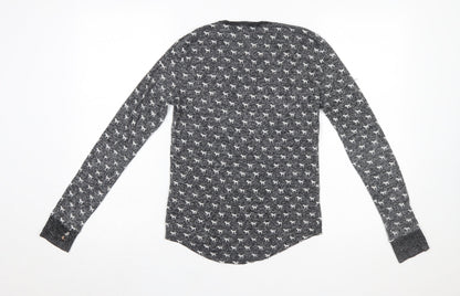 Victoria's Secret Women Grey XS Long Sleeve Animal Print Pyjama Top