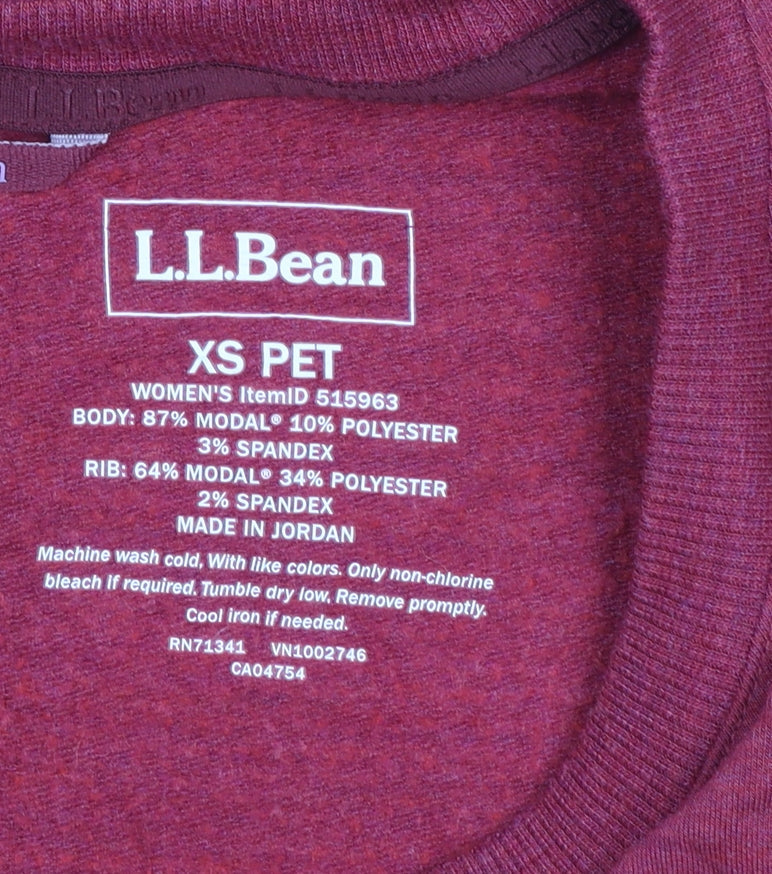 Womens UK Size XS L.L.Bean Red Basic T-Shirt