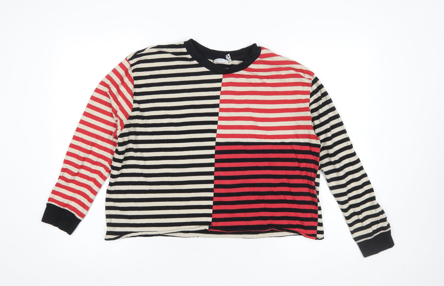 ASOS DESIGN Women’s Multicoloured Striped Long Sleeve Cropped T-Shirt UK 12