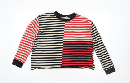 ASOS DESIGN Women’s Multicoloured Striped Long Sleeve Cropped T-Shirt UK 12