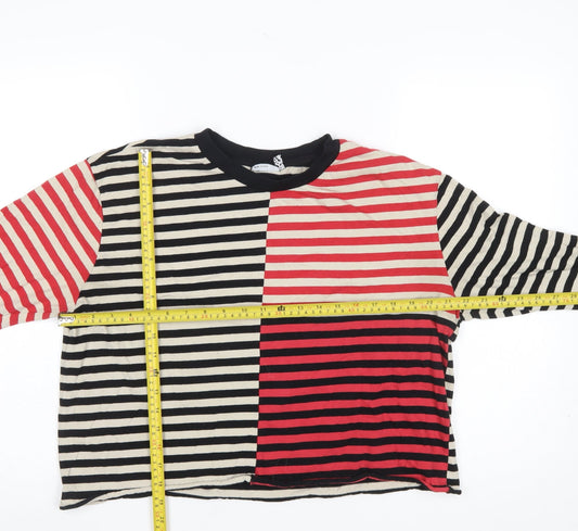 ASOS DESIGN Women’s Multicoloured Striped Long Sleeve Cropped T-Shirt UK 12