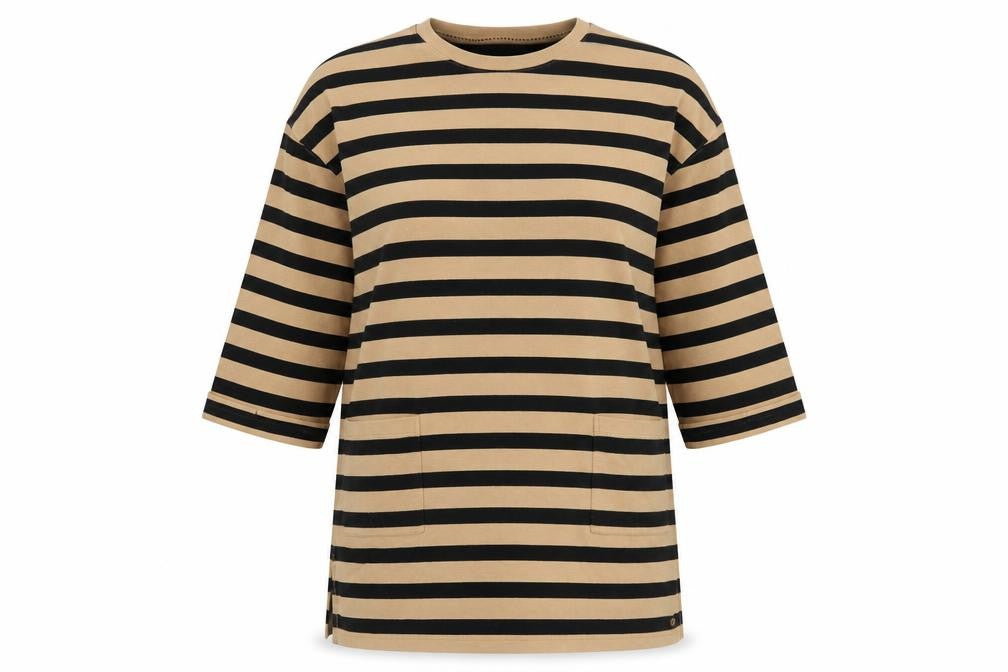 Fat Face Women’s Beige Striped 3/4 Sleeve Tunic Top UK 12