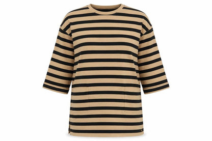 Fat Face Women’s Beige Striped 3/4 Sleeve Tunic Top UK 12