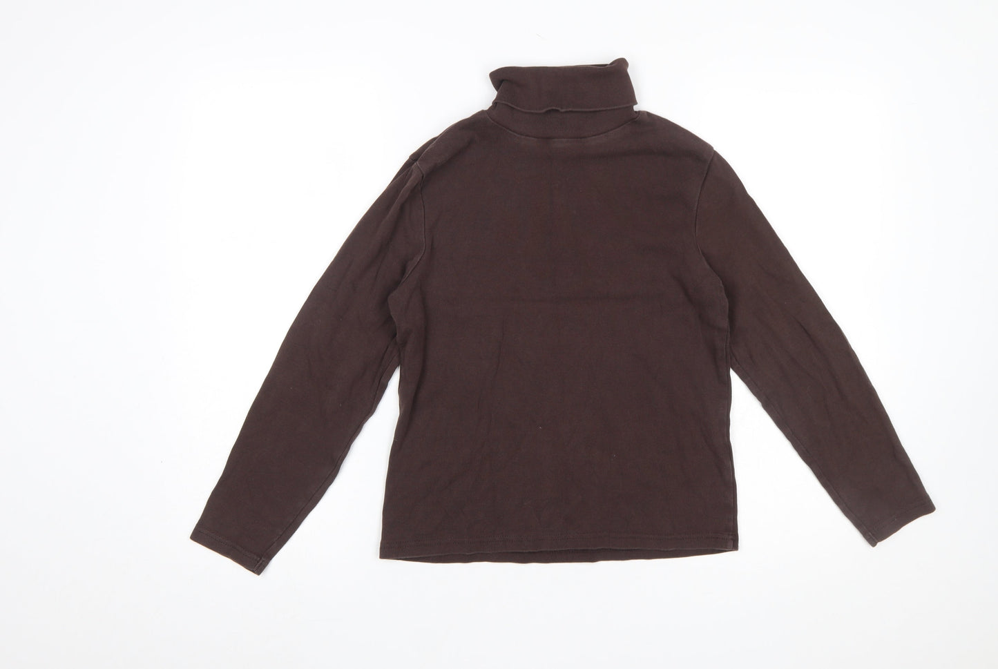 The House of Bruar Women’s Brown Roll Neck Long Sleeve Cotton Top Size 14