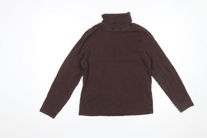 The House of Bruar Women’s Brown Roll Neck Long Sleeve Cotton Top Size 14