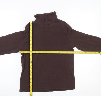 The House of Bruar Women’s Brown Roll Neck Long Sleeve Cotton Top Size 14