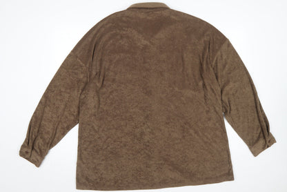 Womens UK Size 14 PRETTYLITTLETHING Brown Basic Button-Up