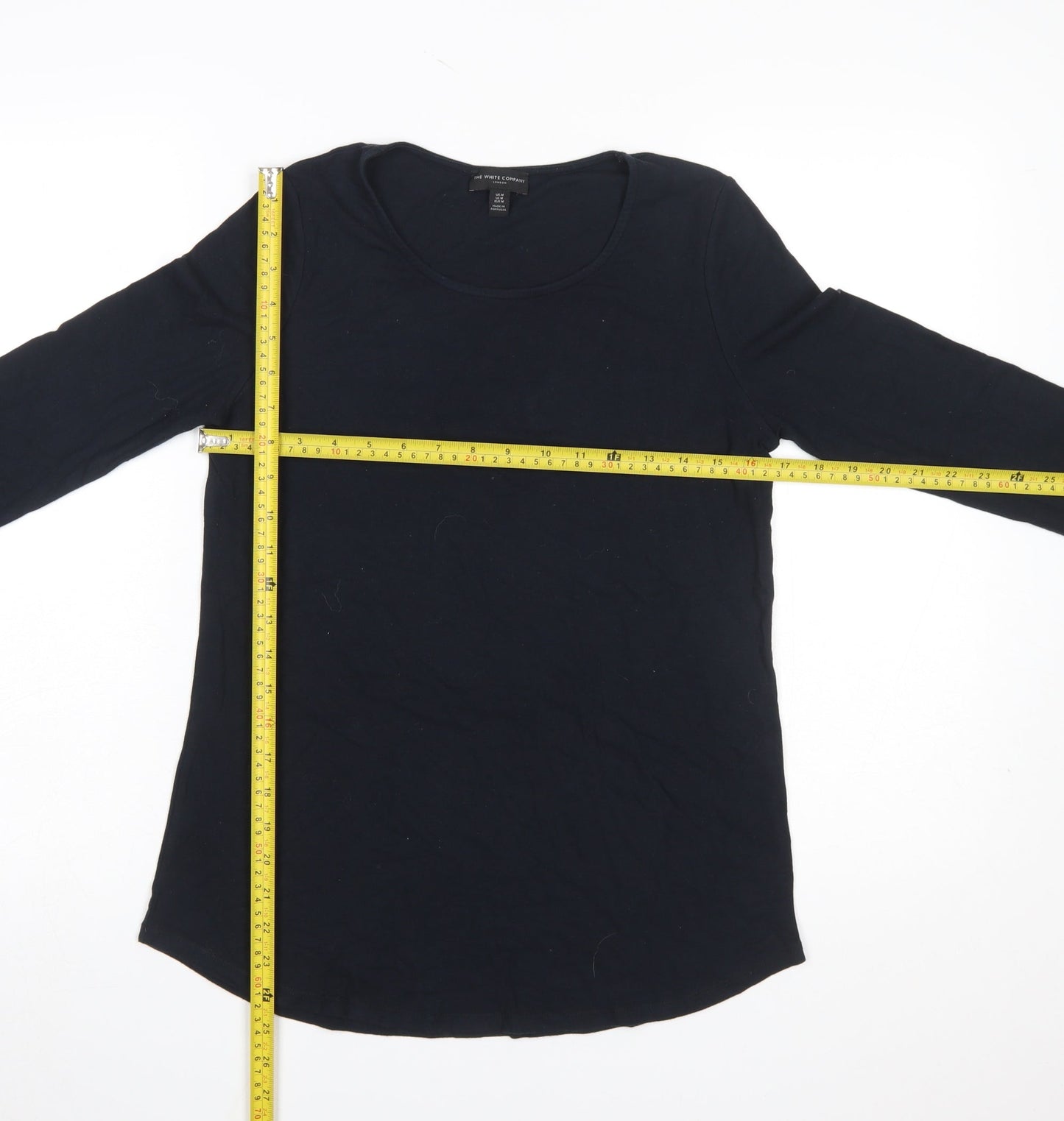 The White Company Women’s Black Long Sleeve Cotton Jersey Top M