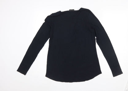 The White Company Women’s Black Long Sleeve Cotton Jersey Top M