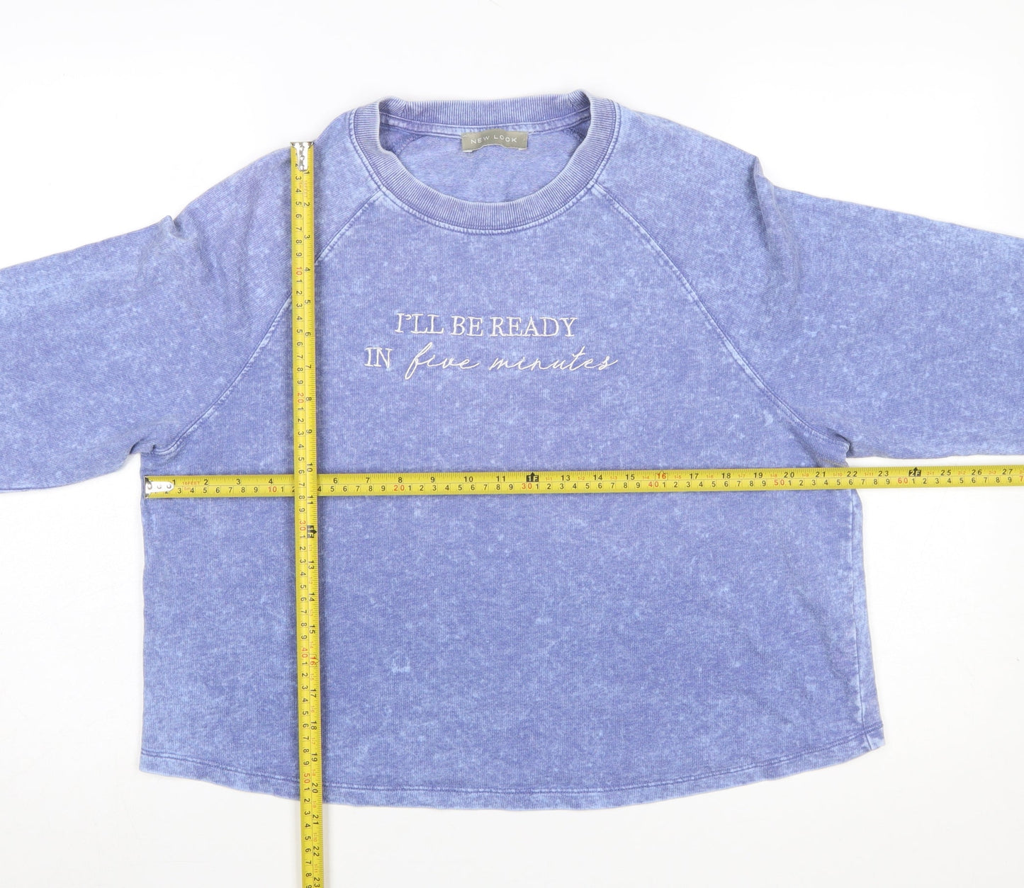 New Look Women’s Blue Long Sleeve Crew Neck Embroidered T-Shirt Size 14