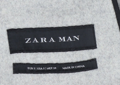 Mens UK Size S Zara Man Grey Overcoat