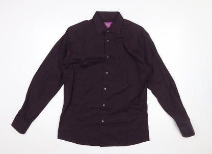 Next Men's Purple Slim Fit Long Sleeve Cotton Shirt 15.5in
