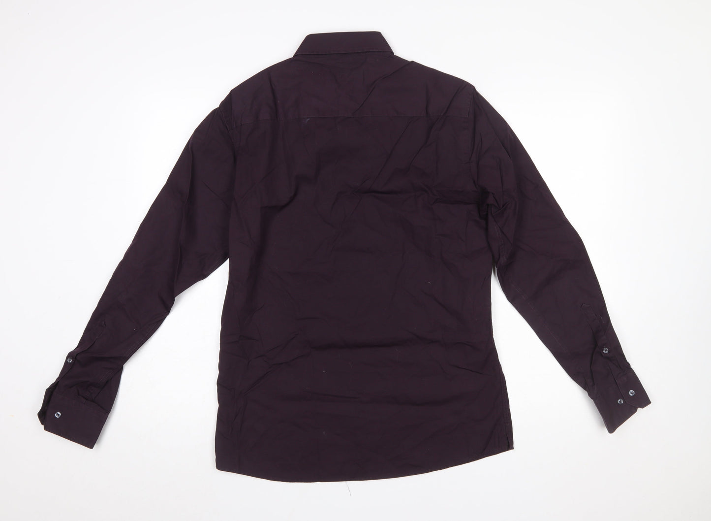 Next Men's Purple Slim Fit Long Sleeve Cotton Shirt 15.5in