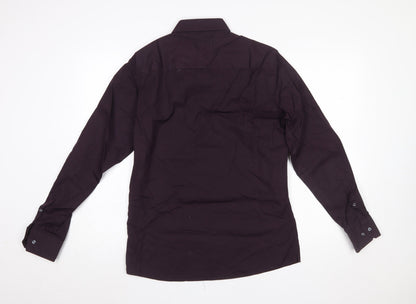 Next Men's Purple Slim Fit Long Sleeve Cotton Shirt 15.5in