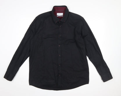 Spectre Men's Black Button-Down Long Sleeve Cotton Shirt 2XL