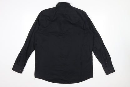 Spectre Men's Black Button-Down Long Sleeve Cotton Shirt 2XL