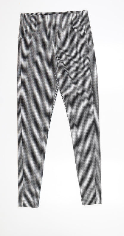Marks and Spencer Women Black Houndstooth Stretch Leggings Size 10 Long