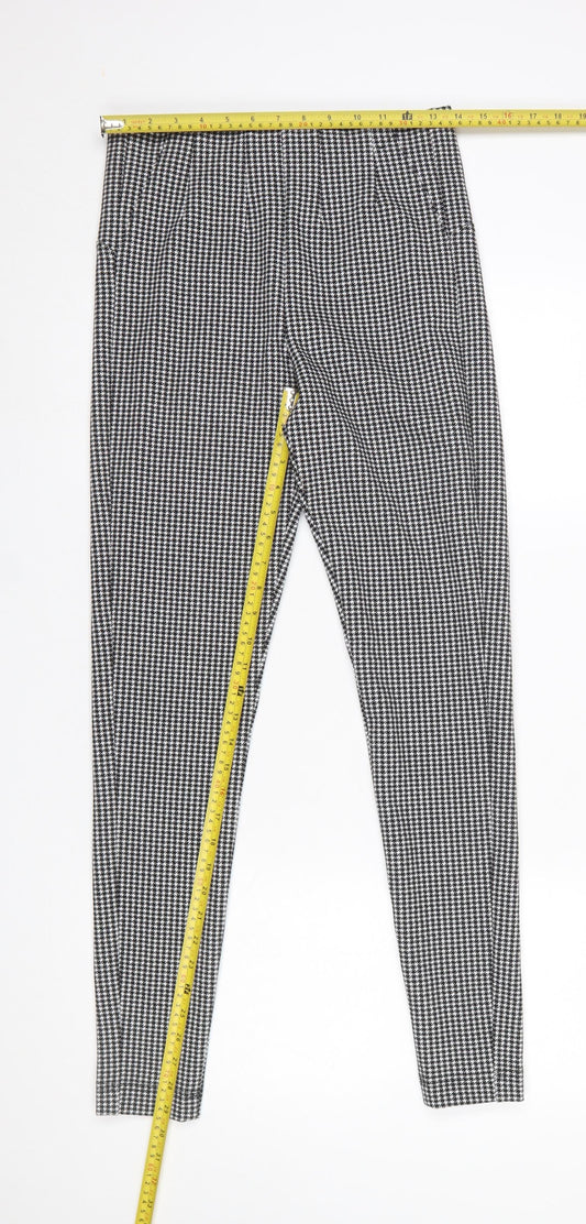 Marks and Spencer Women Black Houndstooth Stretch Leggings Size 10 Long