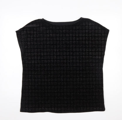 Next Womens Black Velvet Check Sleeveless Tunic Blouse Size 18