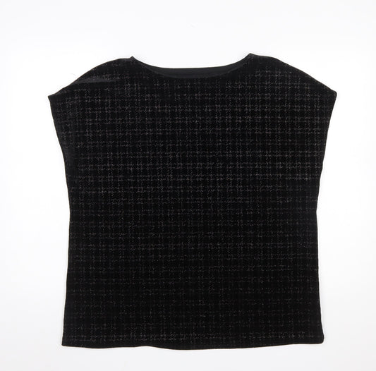 Next Womens Black Velvet Check Sleeveless Tunic Blouse Size 18
