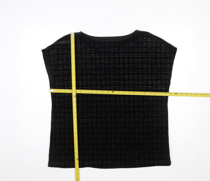Next Womens Black Velvet Check Sleeveless Tunic Blouse Size 18