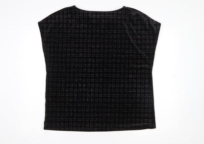 Next Womens Black Velvet Check Sleeveless Tunic Blouse Size 18
