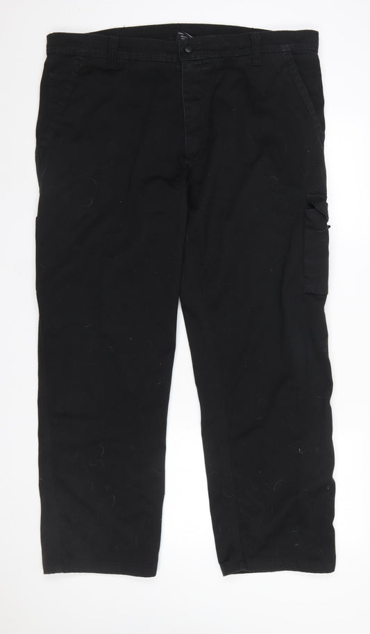 Mens UK Size 42 ORN Regular Fit Cargo Black Trousers
