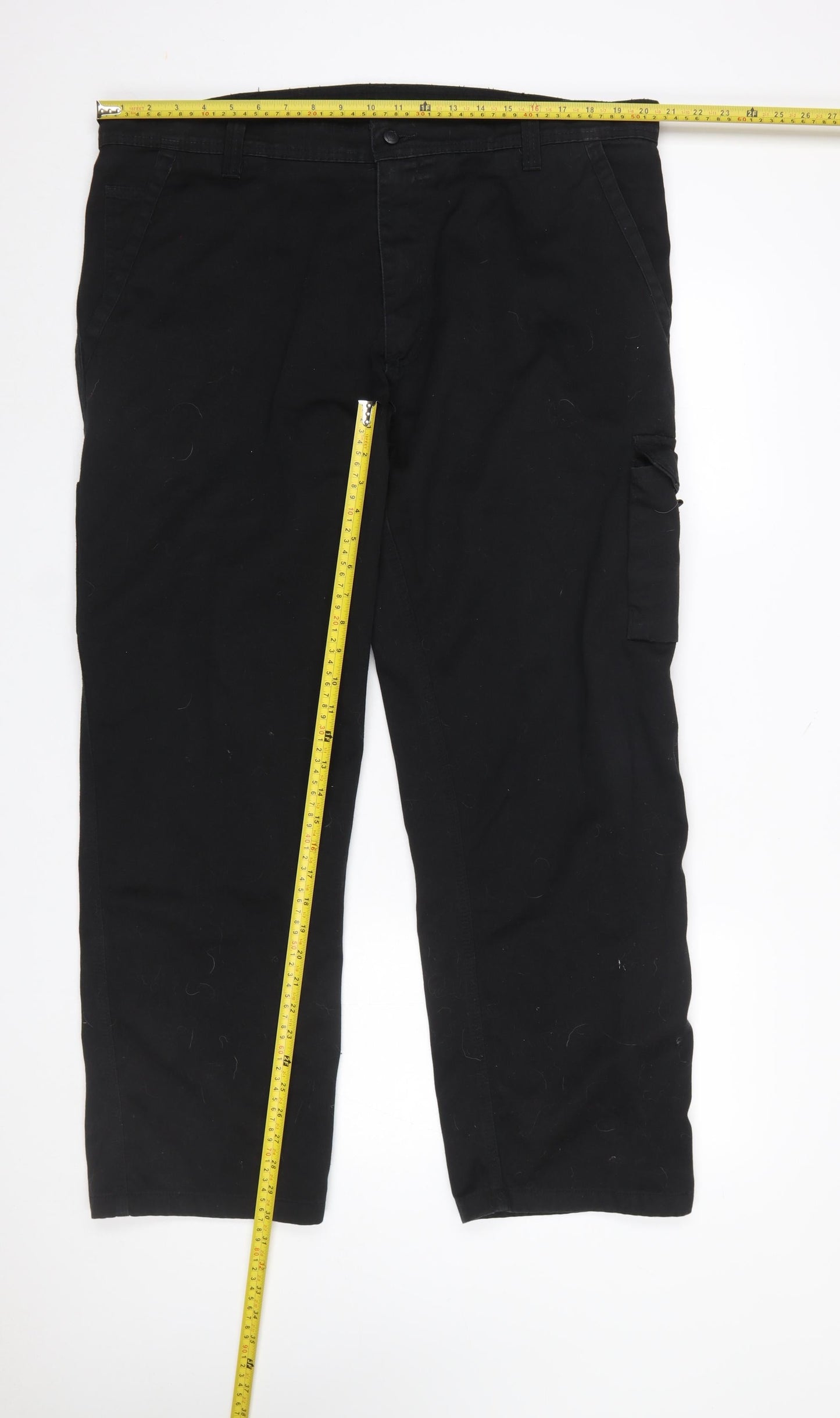 Mens UK Size 42 ORN Regular Fit Cargo Black Trousers