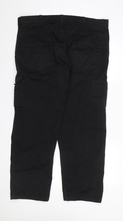 Mens UK Size 42 ORN Regular Fit Cargo Black Trousers
