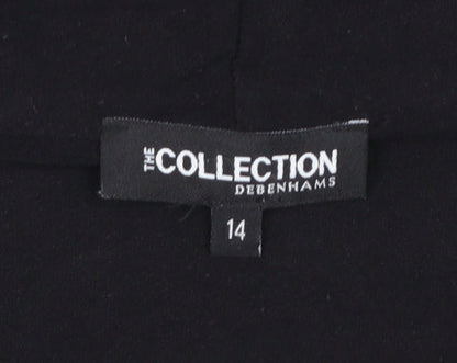 Debenhams Women’s Black Wrap Blouse Size 14 Long Sleeve Cotton Blend