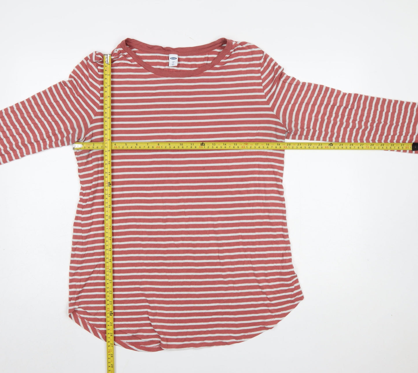 Old Navy Women’s Red White Striped Long Sleeve Luxe T-Shirt XL